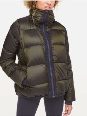 Lululemon Cloudscape Jacket Dark Olive Goose Down Puffer Coat Size 6